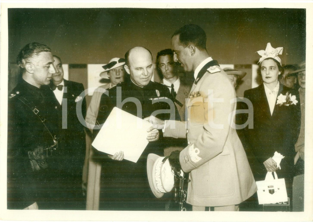 Fotografia d epoca originale 1938 ROMA Principe UMBERTO II inaugura Mostra del Sindacato Giornalisti Foto 1