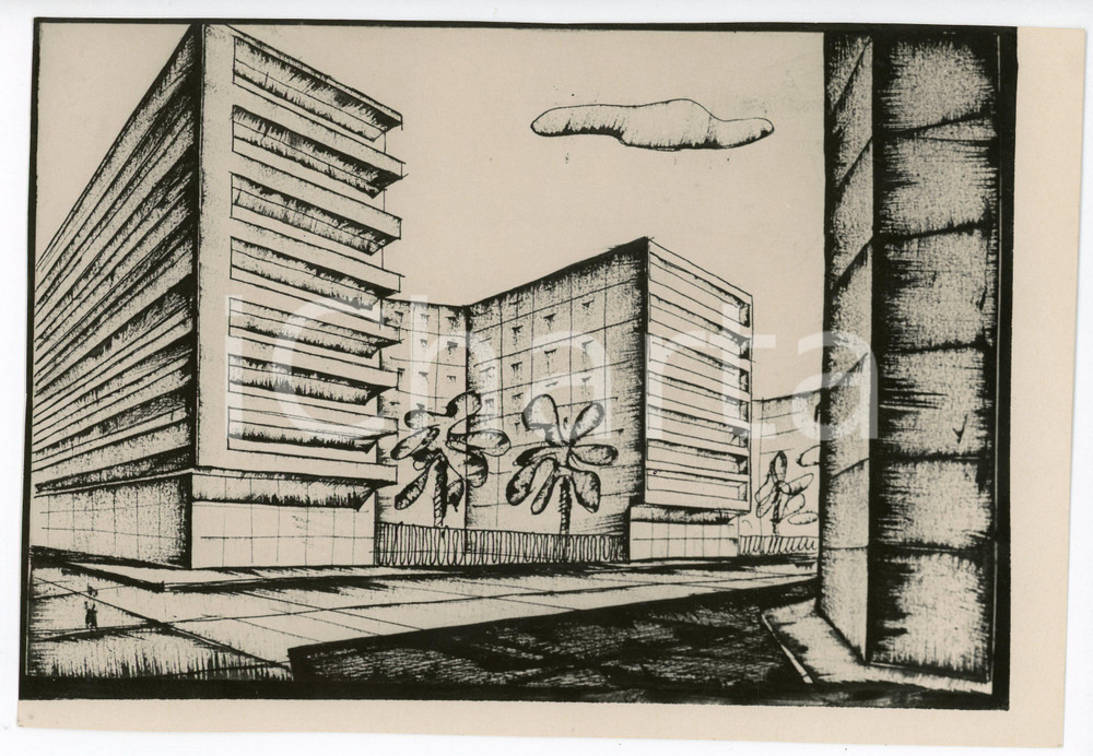 Fotografia d epoca originale 1938 MILANO Rendering fotografico progetto EDIFICIO TRE FIAMME Fotografia 2 1