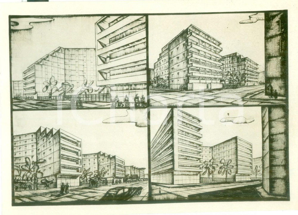 Fotografia d epoca originale 1938 MILANO ? Rendering fotografico per case popolari in condominio Fotografia 1