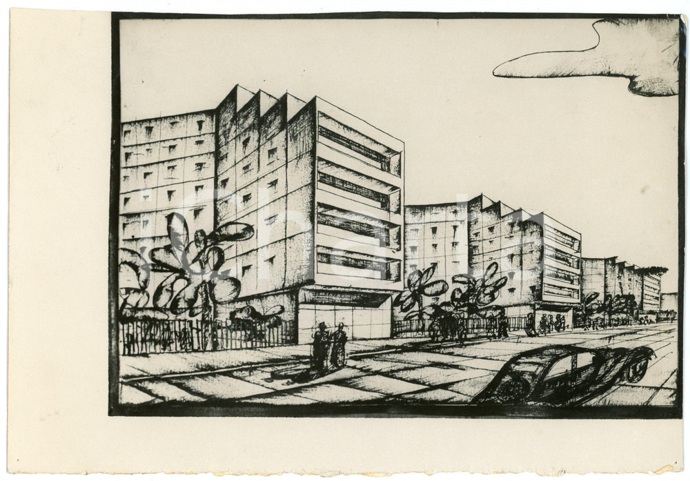 Fotografia d epoca originale 1938 MILANO Rendering fotografico progetto EDIFICIO TRE FIAMME Fotografia 5 1