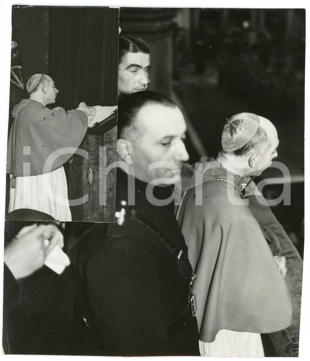 Fotografia d epoca originale 1934 MILANO Card. Ildefonso SCHUSTER Rino PARENTI al GUF Fotomontaggio 1