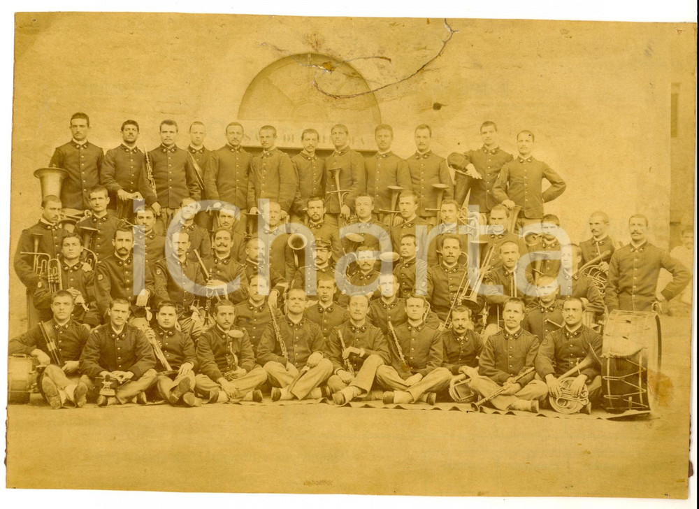 Fotografia d epoca originale 1910 ca REGIO ESERCITO Banda musicale del 58° Reggimento Fanteria Foto 23x17 1