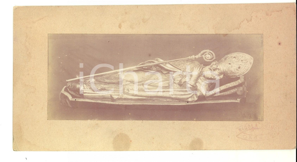 Fotografia d epoca originale 1890ca CASALE MONFERRATO AL Monumento funebre vescovile Foto NICOLA LUIGI 1