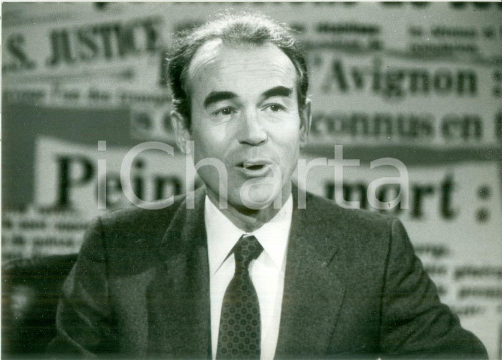 Fotografia d epoca originale 1984 PARIS Ministro Robert BADINTER ospite a Dossiers de l Ecran Fotografia 1