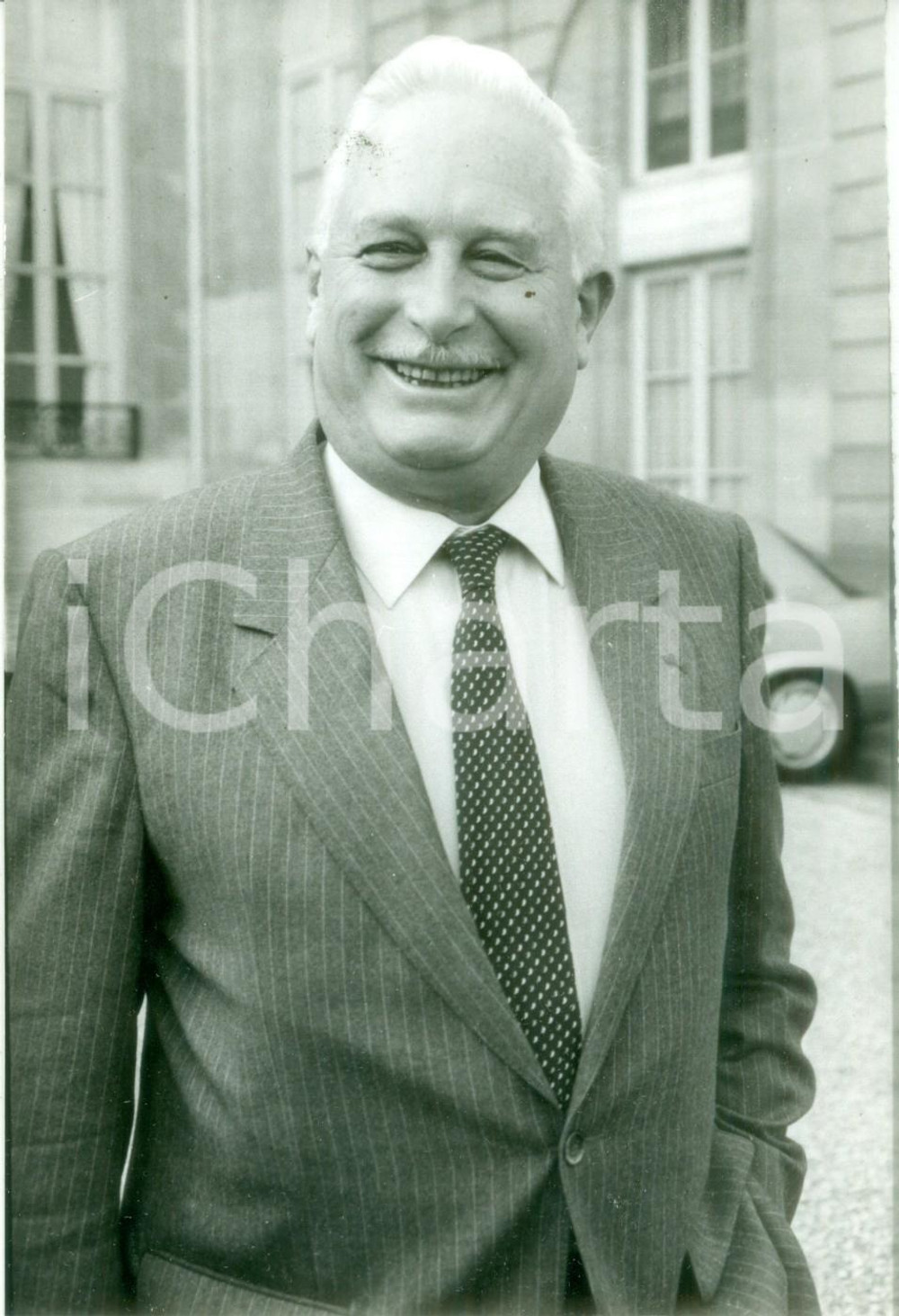 Fotografia d epoca originale 1986 PARIS Ministro AndrÃ© GIRAUD dopo Consiglio all ELISEO Fotografia 1