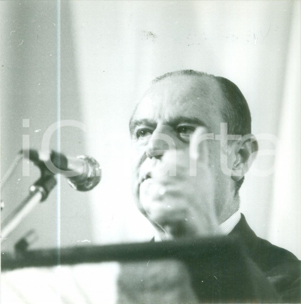 Fotografia d epoca originale 1985 BELFORT FRANCE Politico Raymond BARRE in conferenza stampa Fotografia 1