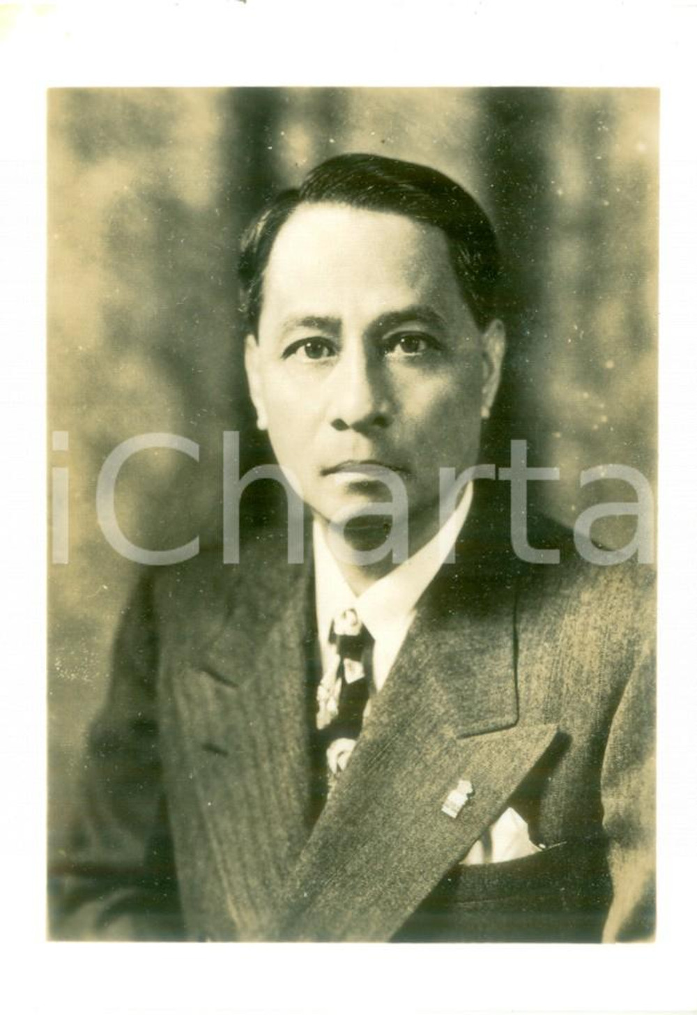 Fotografia d epoca originale 1945 ca FILIPPINE Presidente filippino Manuel AcuÃ±a ROXAS Fotografia 1