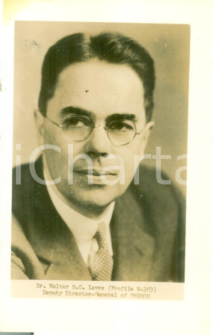 Fotografia d epoca originale 1945 ca USA Walter H.C. LAVES Deputy Director General UNESCO Fotografia 1