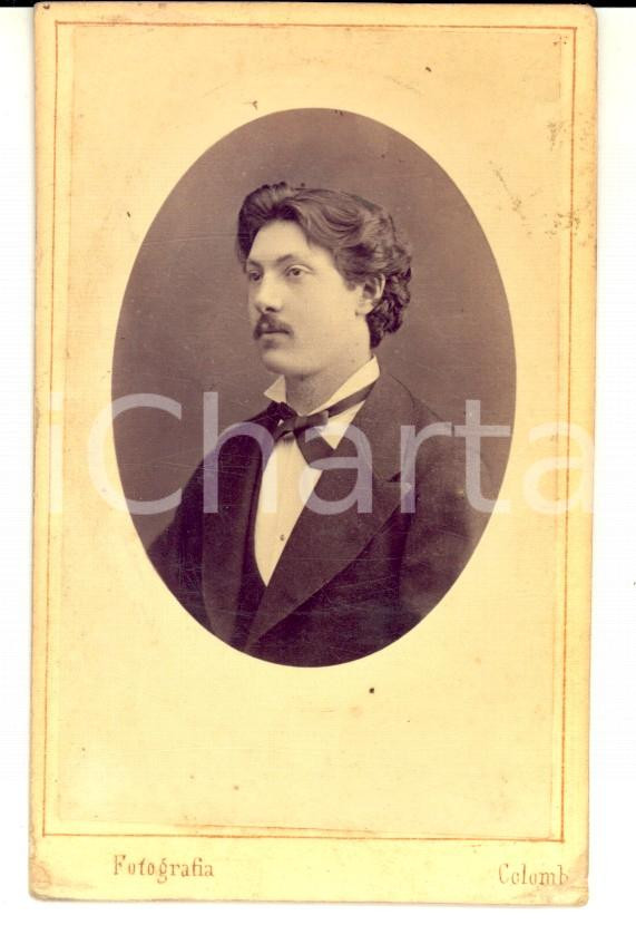 Fotografia d epoca originale 1900 ca TORINO Ritratto maschile di profilo Foto pittore COLOMBO CDV 1