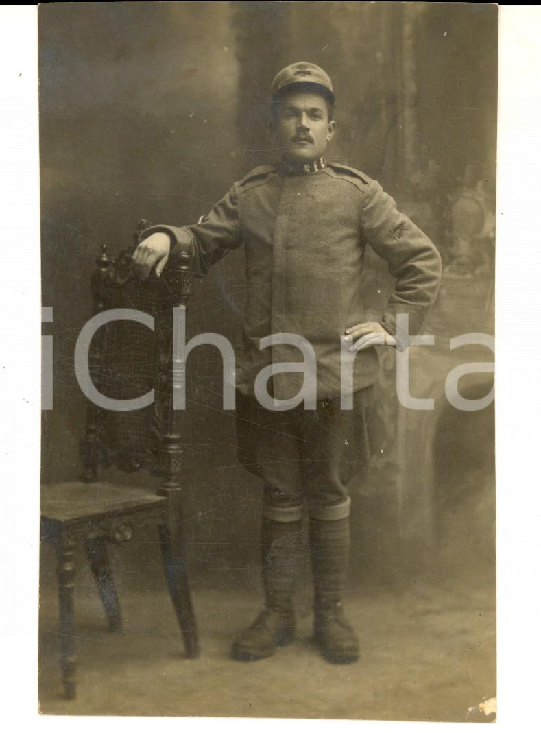 Fotografia d epoca originale 1915 ca REGIO ESERCITO Ritratto di un mitragliere Foto cartolina GRANDE GUERRA 1