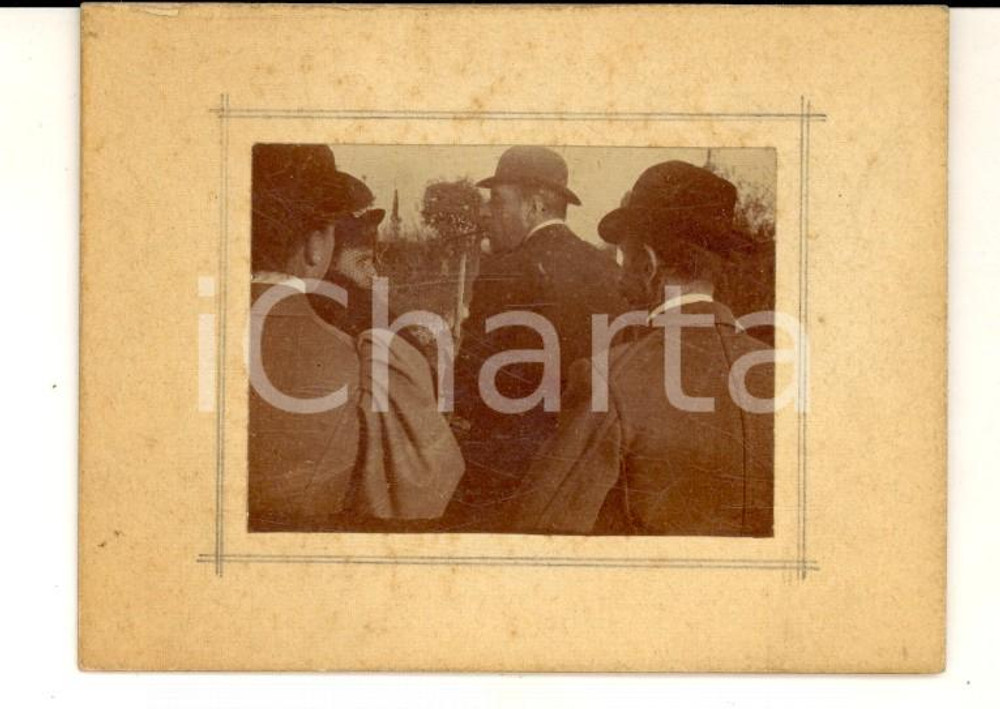 Fotografia d epoca originale 1895 MILANO Conte MESTIATIS con un gruppo di amici Foto Carlo SORMANI 9x6 1