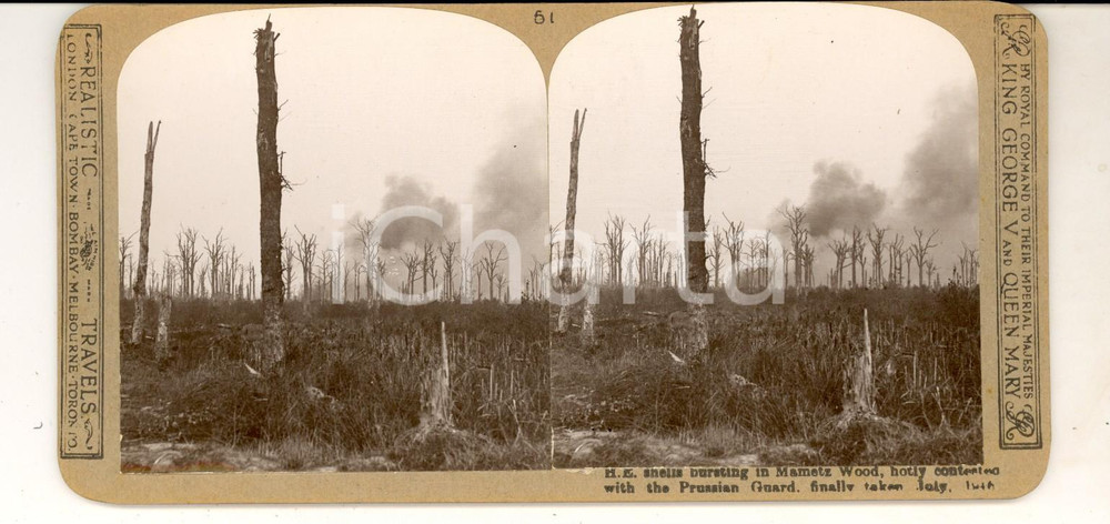Fotografia d epoca originale 1918 WW1 THE GREAT WAR MAMETZ WOOD after a battle in 1916 Stereoscopic photo 51 1