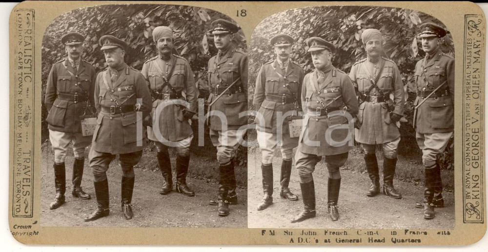Fotografia d epoca originale 1918 WW1 THE GREAT WAR Sir John FRENCH at General Head Quarters Stereoscopic 18 1