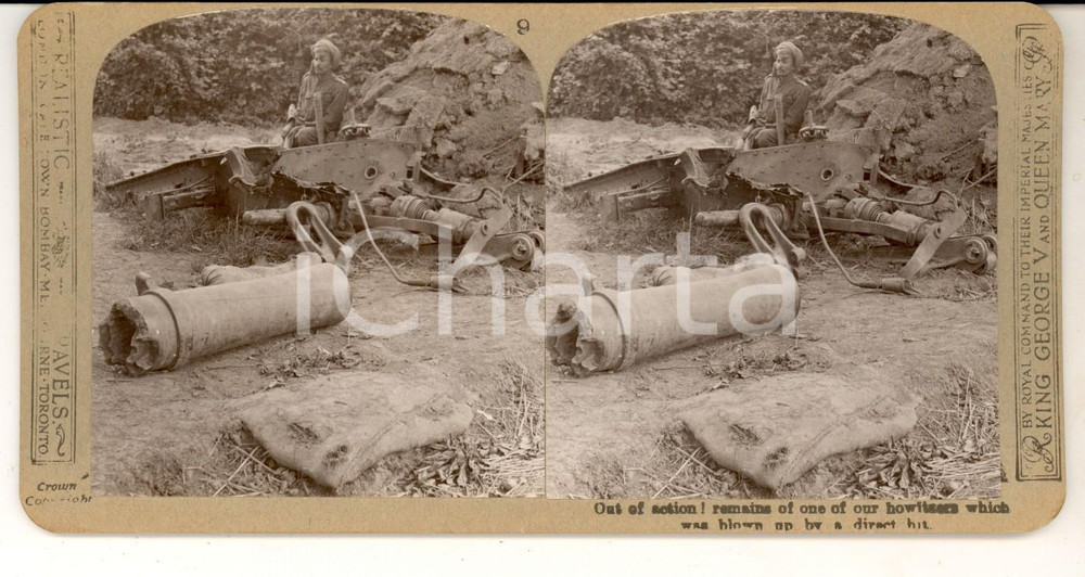 1918 WW1 THE GREAT WAR Howitzer blown up by a direct hit *Stereoscopic photo n°9