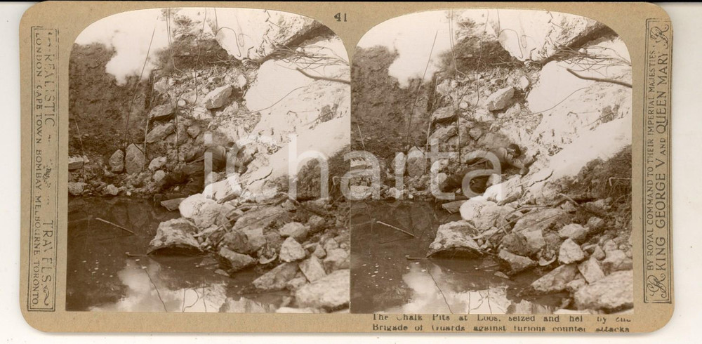 Fotografia d epoca originale 1918 WW1 THE GREAT WAR Chalk Pits at LOOS held by 2nd Brigade of Guards Photo 1