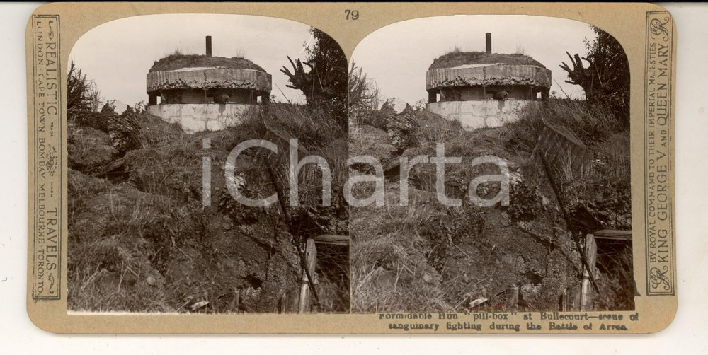 Fotografia d epoca originale 1918 WW1 THE GREAT WAR Battle of ARRAS  German pillbox Stereoscopica 1