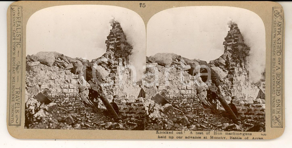 Fotografia d epoca originale 1918 WW1 THE GREAT WAR Battle of ARRAS  German machineguns at MONCHY Photo 1