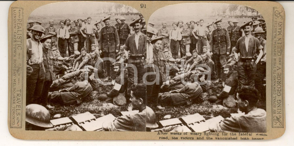 Fotografia d epoca originale 1918 WW1 THE GREAT WAR After weeks of weary fighting Stereoscopic photo nÂ° 91 1