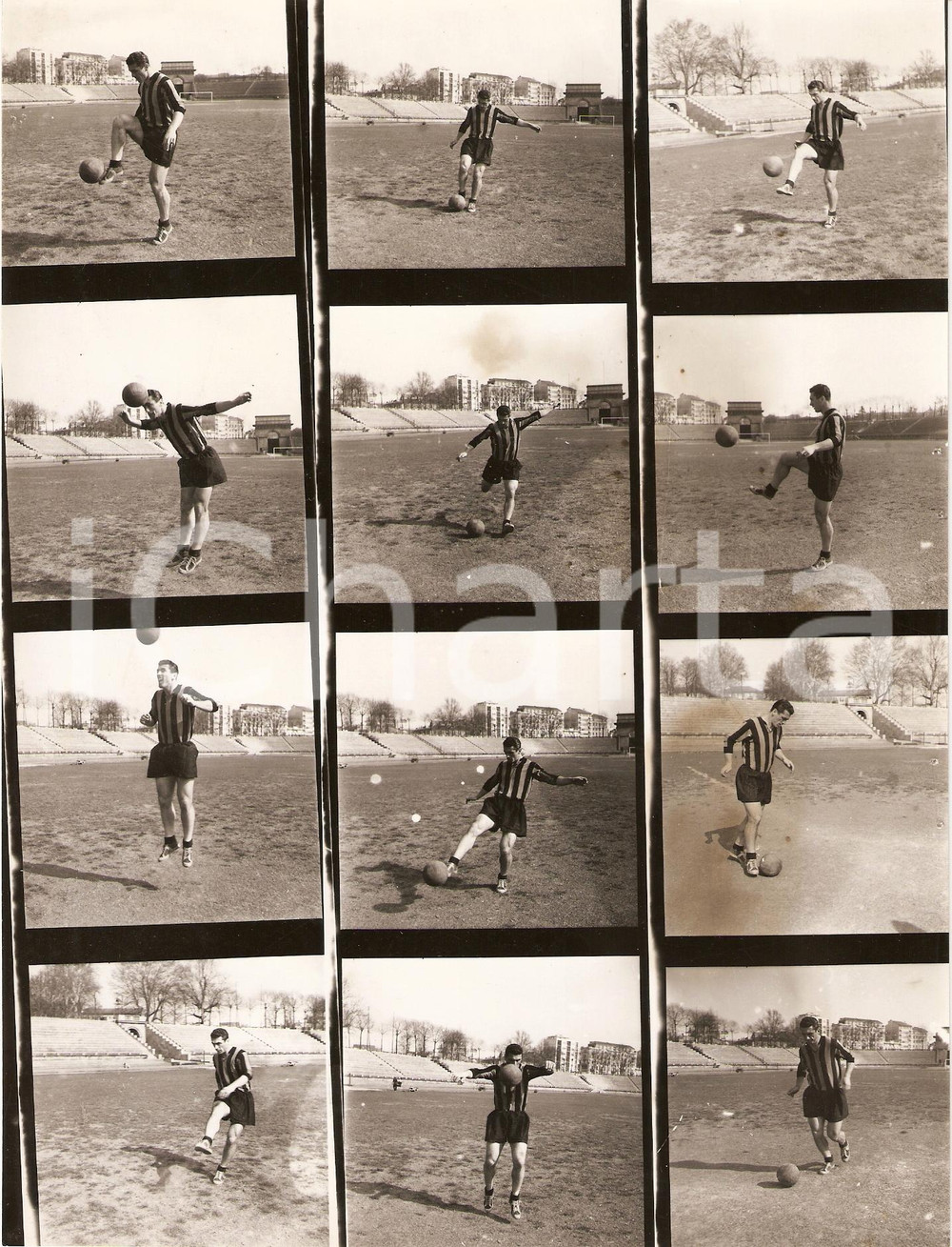 Fotografia d epoca originale 1952 MILANO Arena INTER Calcio Ivano BLASON durante allenamento 12 PROVINI 1