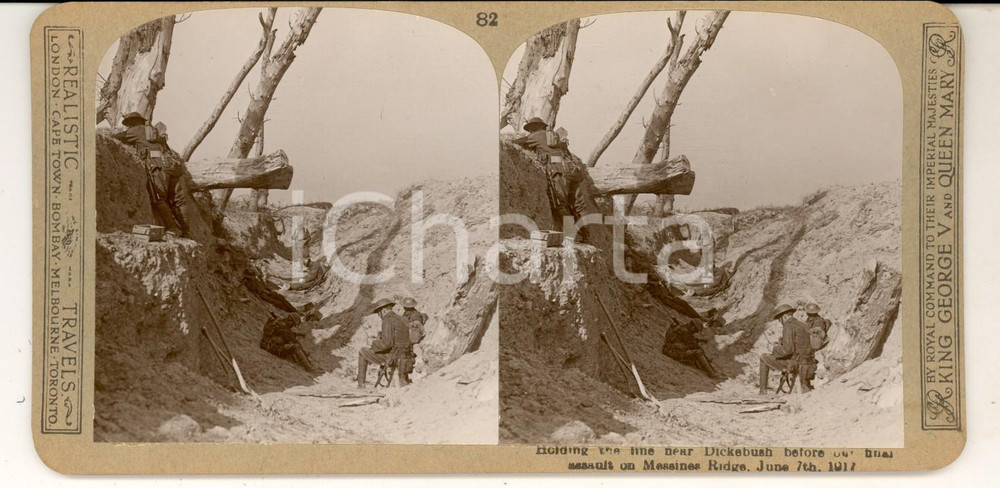 Fotografia d epoca originale 1918 WW1 THE GREAT WAR Holding the line near DICKEBUSH Stereoscopic photo n. 82 1