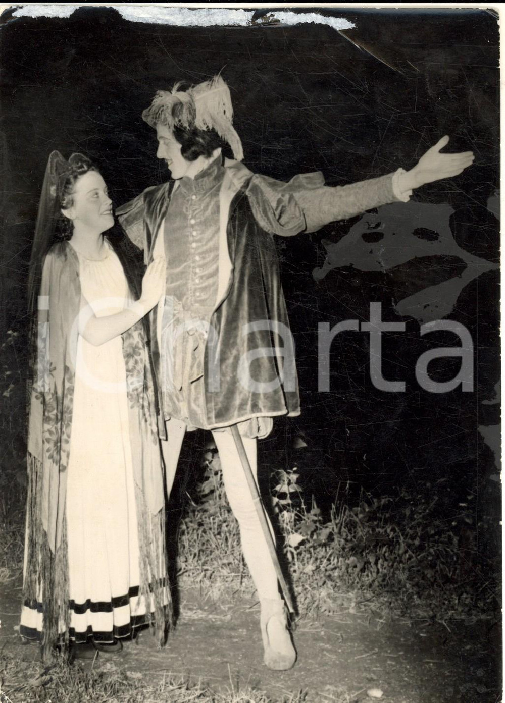 Fotografia d epoca originale 1950 ca WIJK BIJ DUURSTEDE NL Openluchtspel DON QUIJOTE Photo 13x18 1
