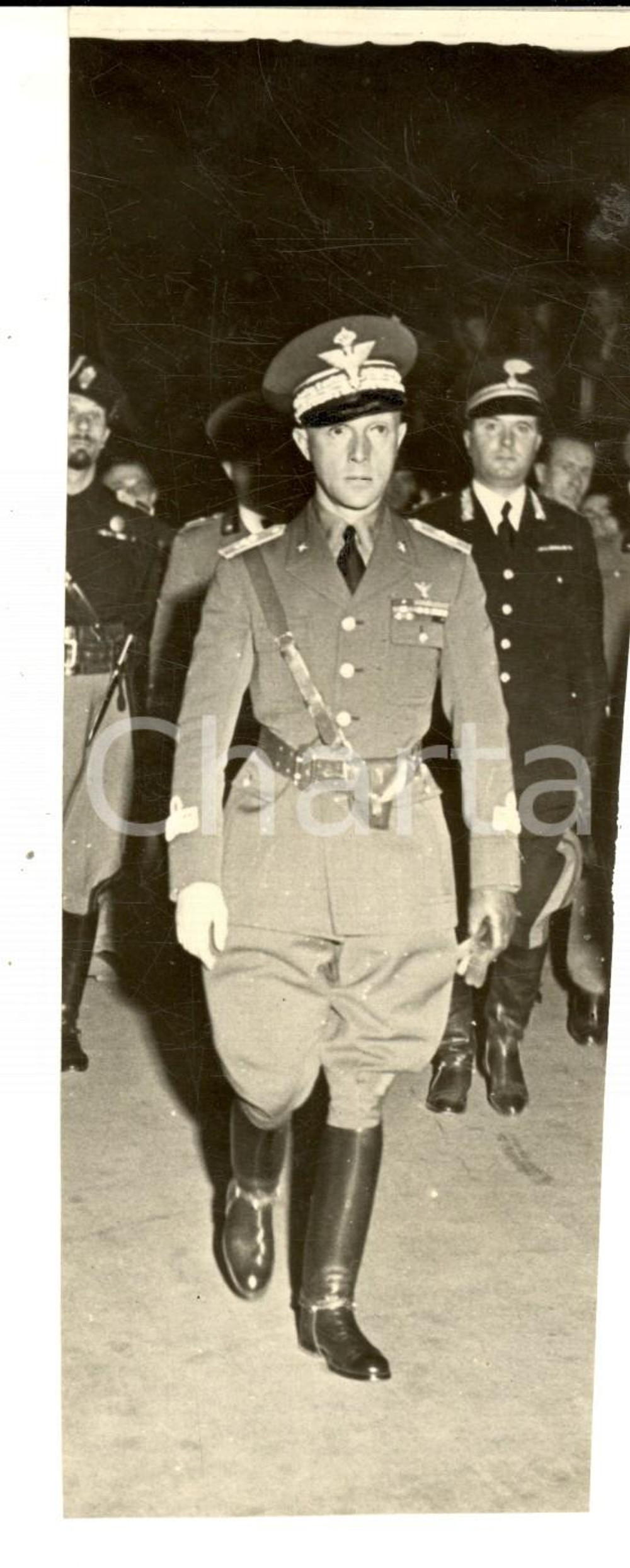 Fotografia d epoca originale 1935 ca MILANO Duca di BERGAMO a una parata militare Fotografia 7x17 cm 1