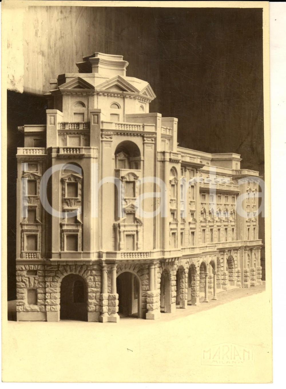 Fotografia d epoca originale 1935 ca MILANO ARCHITETTURA CORDUSIO ? Plastico di palazzo Foto MARIANI 13x18 1