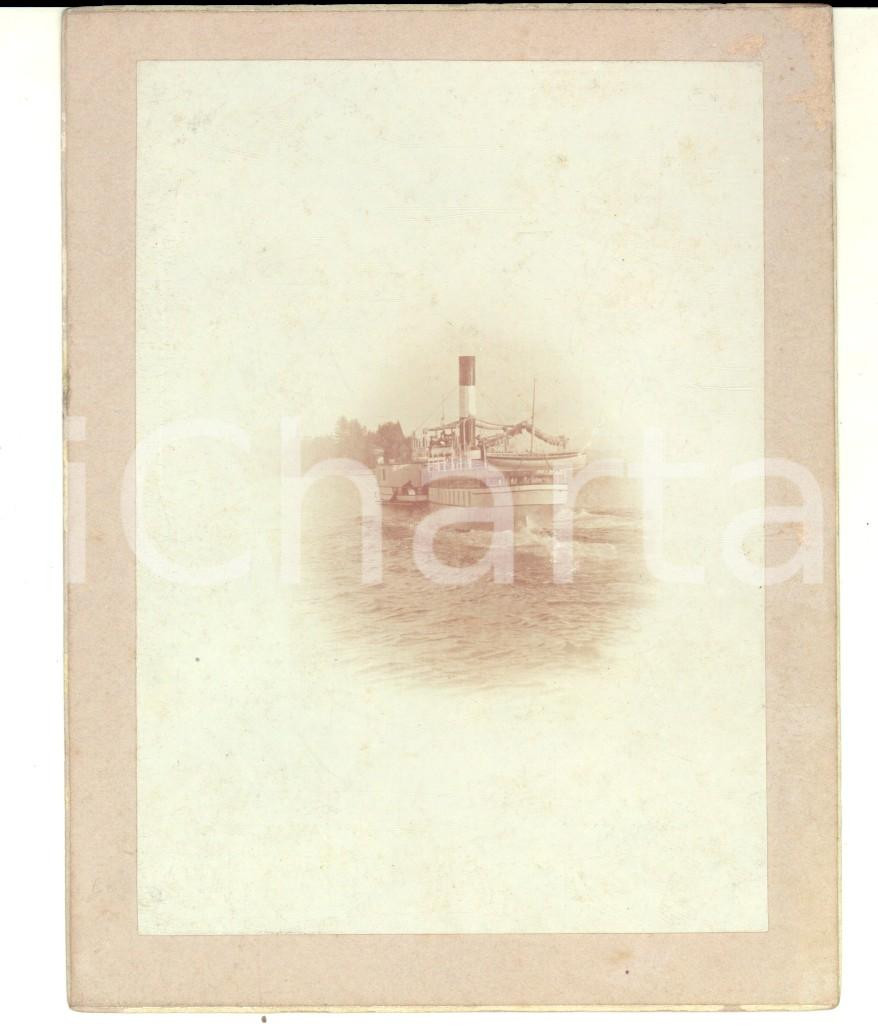 Fotografia d epoca originale 1910 ca LAGO MAGGIORE Battello in navigazione verso un matrimonio Foto 11x13 1