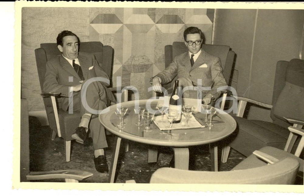 Fotografia d epoca originale 1950 ca NAUTICA Ospiti a bordo della nave M. S. VIVIANI Foto cartolina VINTAGE 1