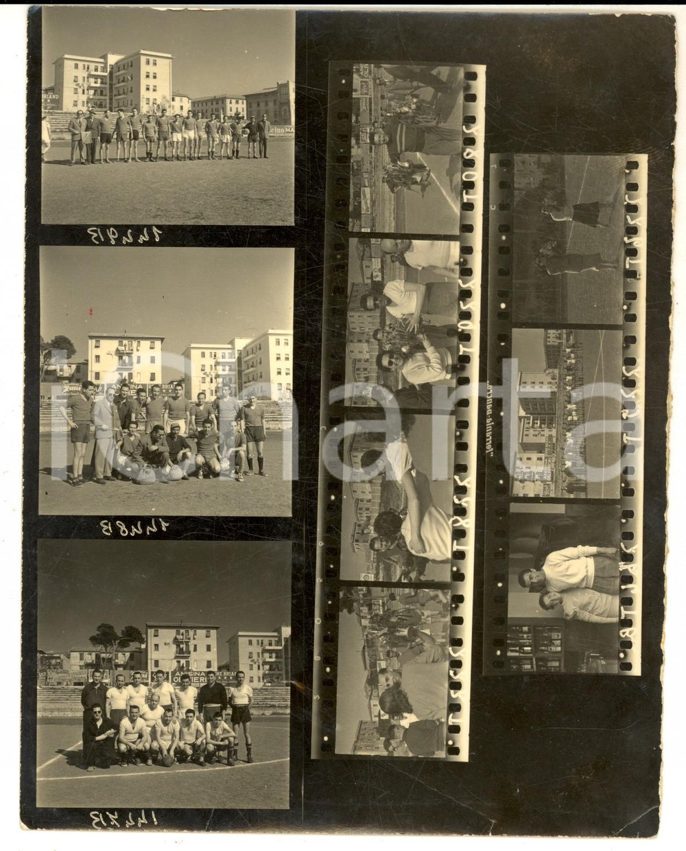 Fotografia d epoca originale 1960 ca PESCARA ? I giocatori di due squadre dilettanti Foto 10 provini 14x18 1