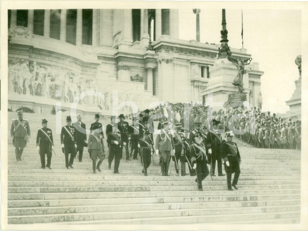 Fotografia d epoca originale 1932 ROMA Benito MUSSOLINI Emilio DE BONO celebrano Anniversario Vittoria FOTO 1