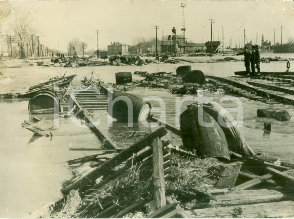 Fotografia d epoca originale 1942 FRONTE ORIENTALE WW2 Continuano le disastrose inondazioni Fotografia 1