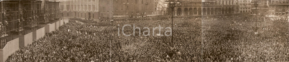 Fotografia d epoca originale 1935 MILANO Piazza del DUOMO gremita per celebrazione IV Novembre FOTO TRIPLA 1
