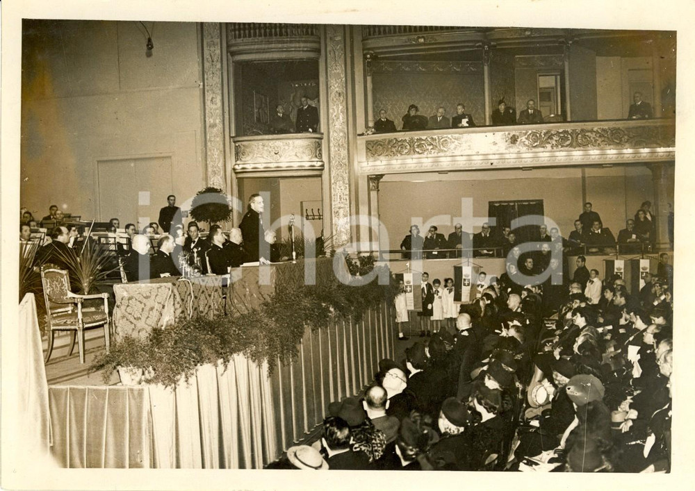 Fotografia d epoca originale 1938 ROMA LOTTA TUMORI Raffaele BASTIANELLI di fronte a Vittorio Emanuele III 1