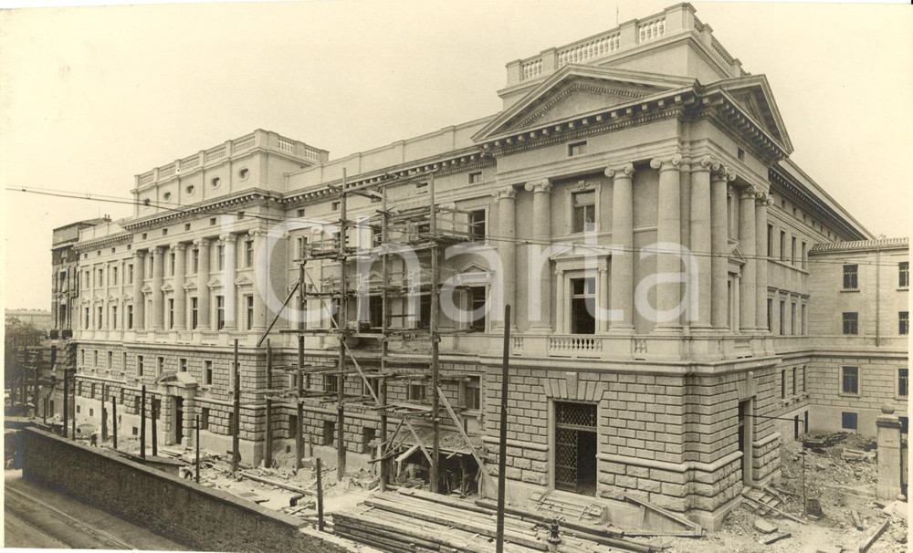 Fotografia d epoca originale 1930 ca ROMA Palazzo di GIUSTIZIA Lavori di restauro alla facciata laterale Foto 1