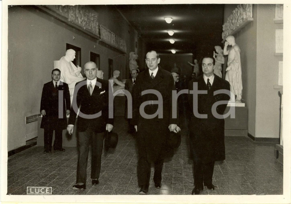 Fotografia d epoca originale 1938 ROMA Ministro esteri POLONIA Jozef BECK visita CittÃ  Universitaria LUCE 1