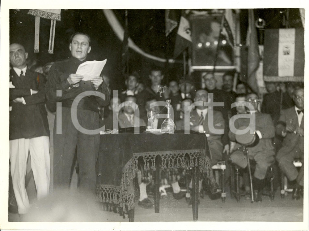 Fotografia d epoca originale 1933 MILANO Federale Rino PARENTI a commemorazione generale Antonio CANTORE 1