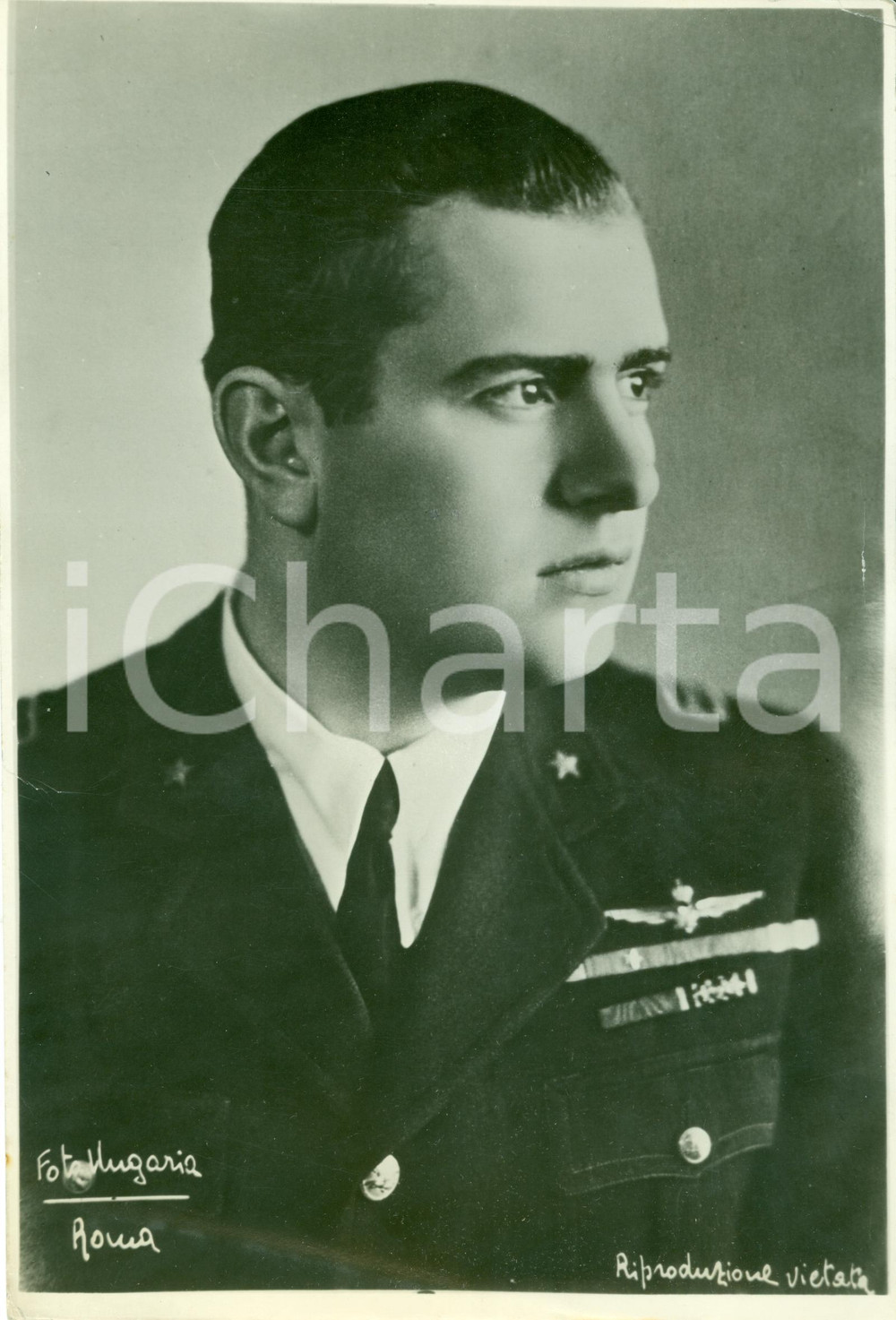 Fotografia d epoca originale 1941 ROMA Bruno MUSSOLINI in divisa da aviatore FOTOGRAFIA 20 x 30 cm 1