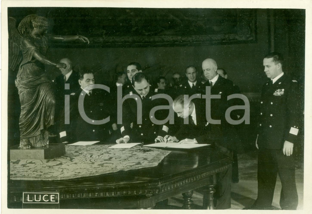 Fotografia d epoca originale 1938 ROMA MustafÃ  EL SADEK delegato egiziano firma accordi di PASQUA Fotografia 1