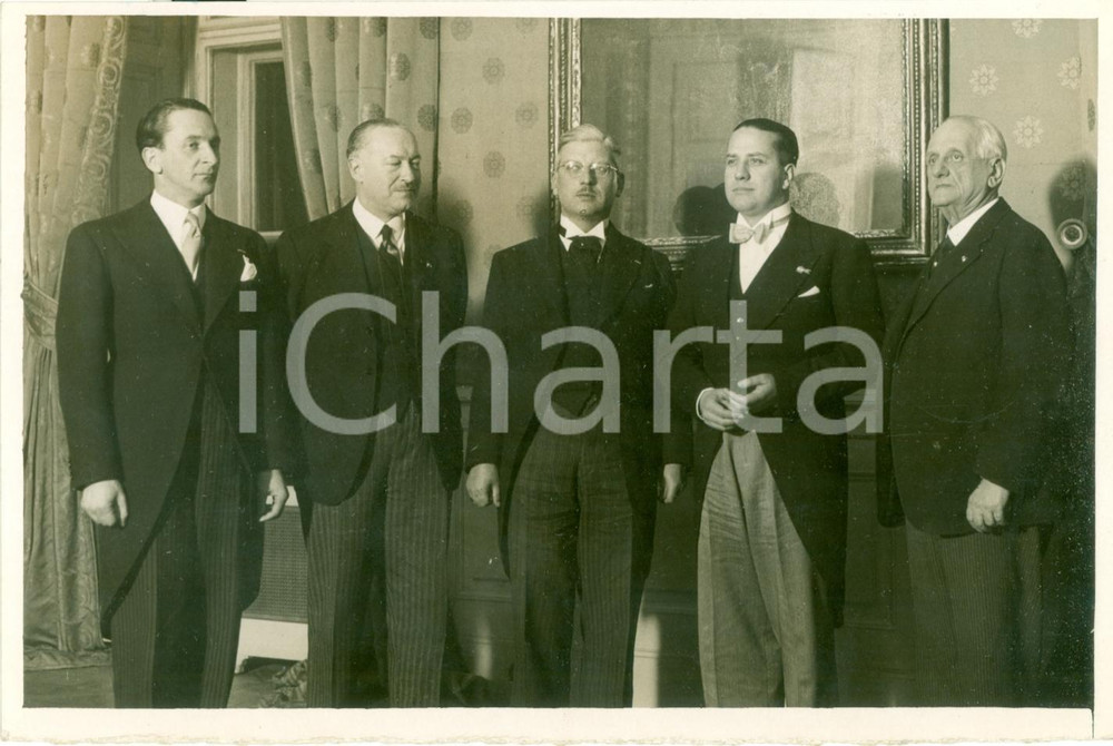Fotografia d epoca originale 1938 BUDAPEST Galeazzo CIANO Koloman VON KANYA Kurt SCHUSCHNIGG Kalman DARANYI 1 1