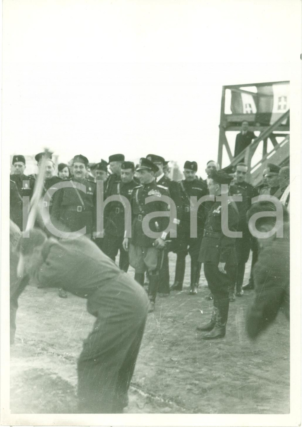 Fotografia d epoca originale 1939 NAPOLI Achille STARACE inaugura lavori per Casa Figli del Popolo FOTOGRAFIA 1