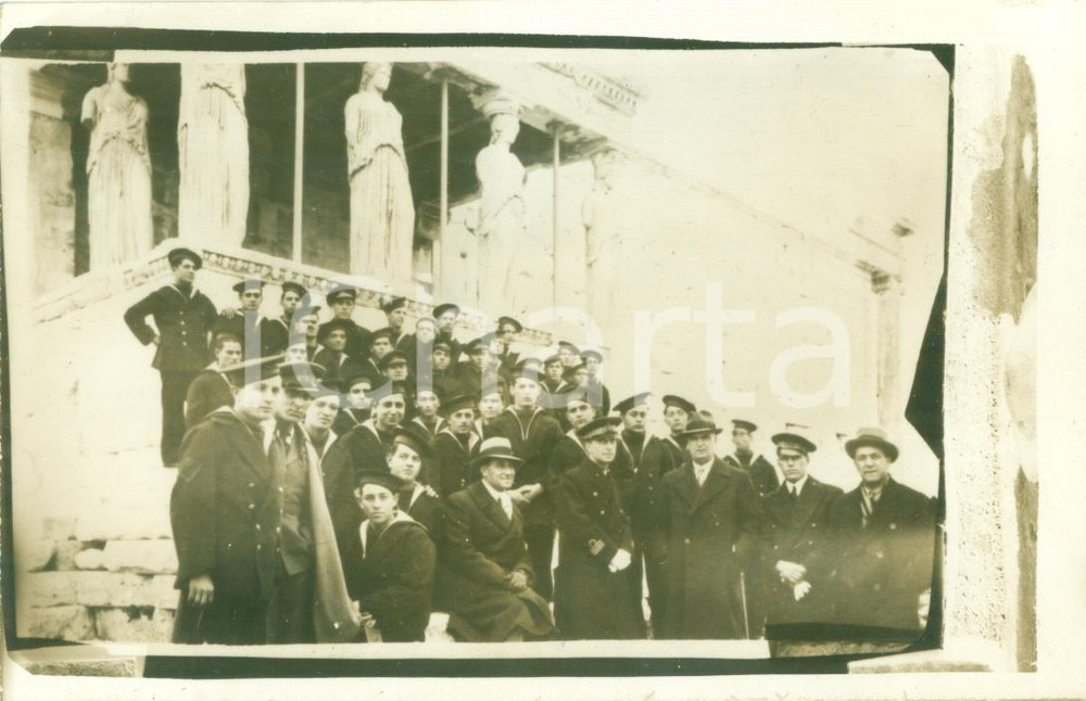 Fotografia d epoca originale 1932 ATENE Marchese Giuseppe TRIONFI Equipaggio cannoniera VITTURI Fotografia 1