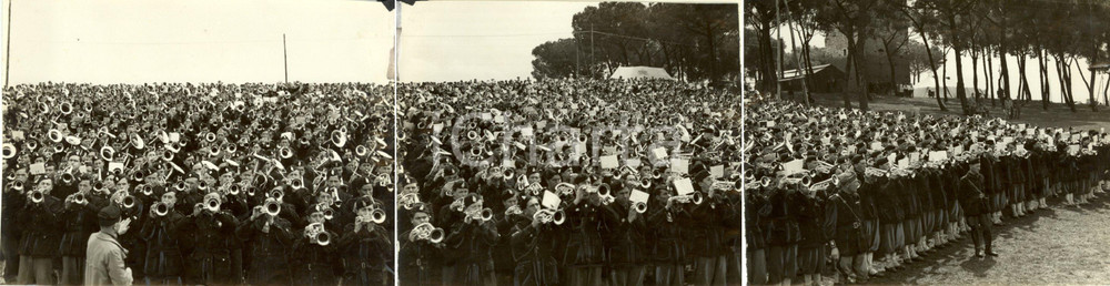 Fotografia d epoca originale 1938 ROMA Piazza SIENA Fanfare con 3600 elementi Esibizione Fotografia tripla 1