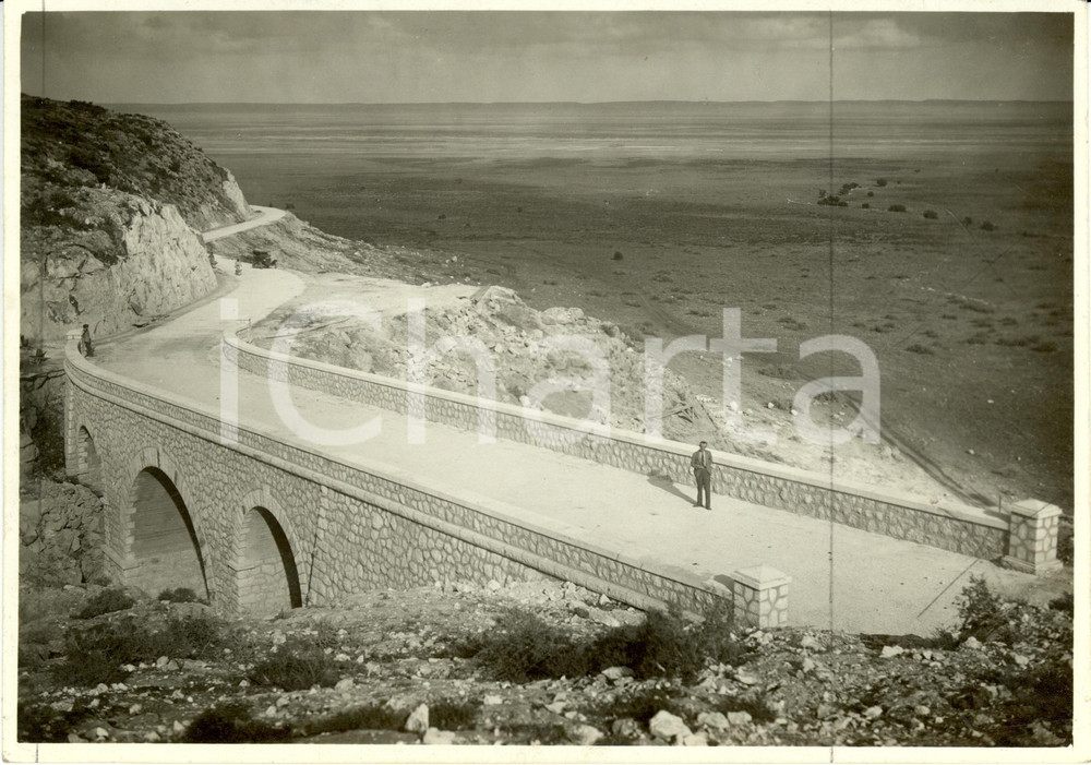 Fotografia d epoca originale 1935 ca LIBIA Scorcio strada BARCECIGLIONETECNIZ Fotografia 1