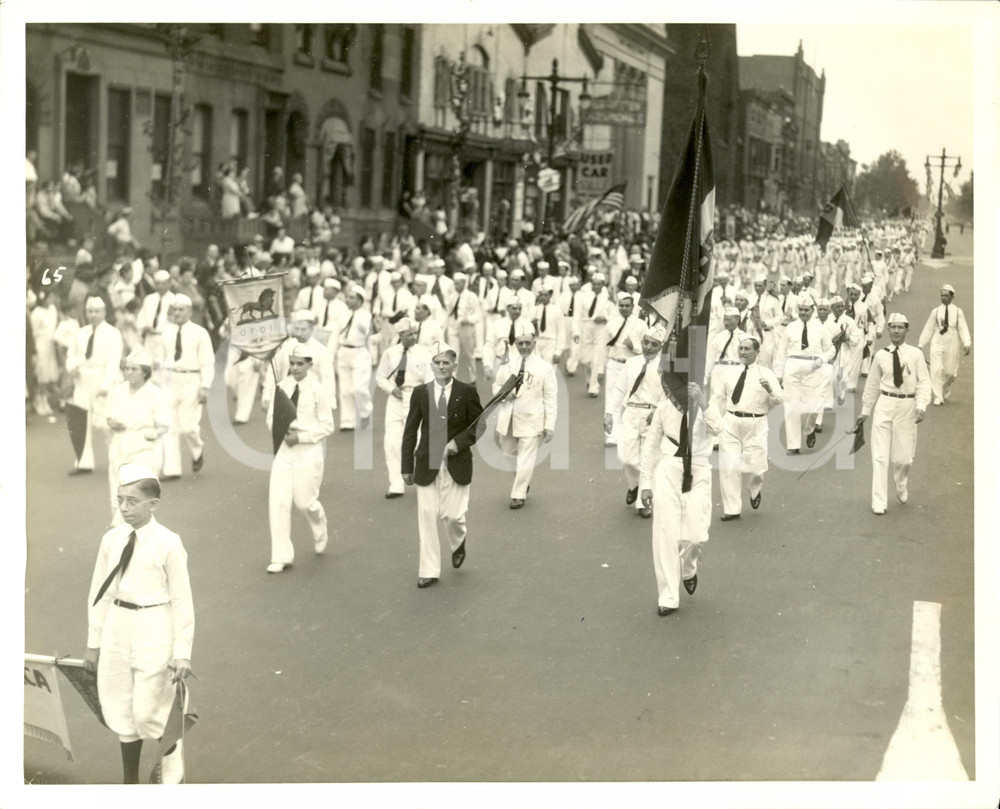 Fotografia d epoca originale 1937 PHILADELPHIA USA Loggia ROSETO SOLOPACA Corteo Convenzione Statale Foto 1