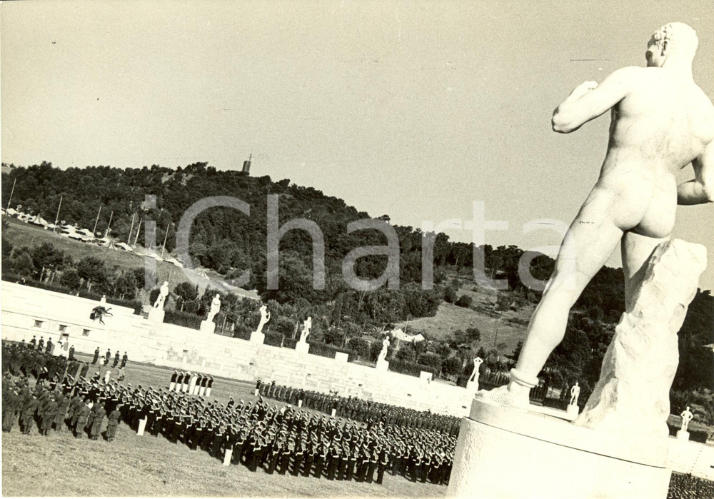 Fotografia d epoca originale 1936 ROMA Foro MUSSOLINI Avanguardisti Campeggio SANDRO MUSSOLINI durante Messa 1
