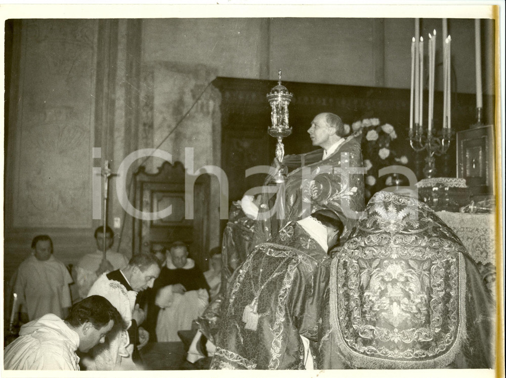 Fotografia d epoca originale 1937 MILANO Ildefonso SCHUSTER celebra Te Deum in SANTA MARIA DELLE GRAZIE Foto 1