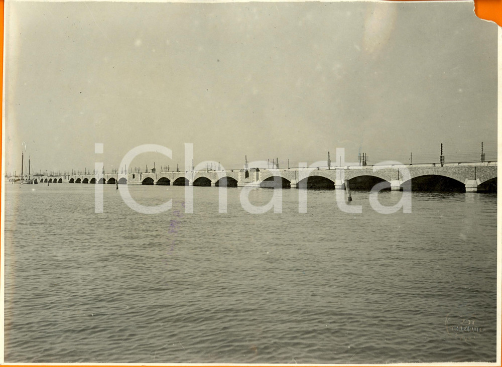 Fotografia d epoca originale 1935 ca VENEZIA Ponte LITTORIO oggi DELLA LIBERTA   MESTRE Foto DANNEGGIATA 1