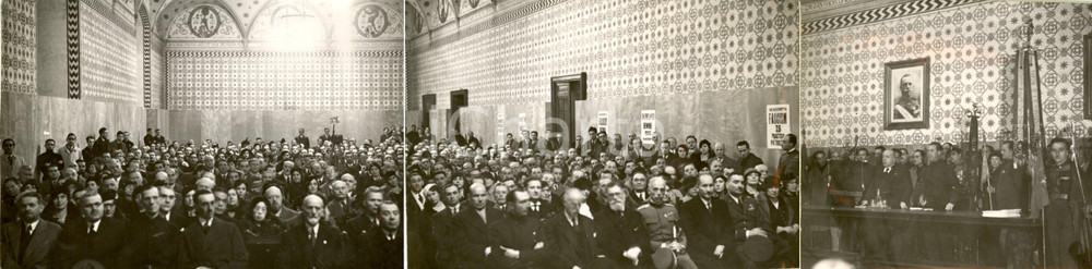 Fotografia d epoca originale 1933 MILANO Senatore Innocenzo CAPPA commemora MARCIA SU ROMA Fotografia tripla 1