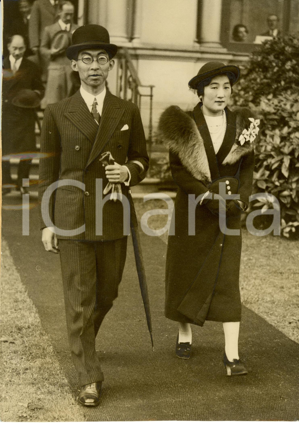 Fotografia d epoca originale 1937 LONDON UK Prince CHICHIBU and his wife Matsudaira SETSUKO Photograph 1